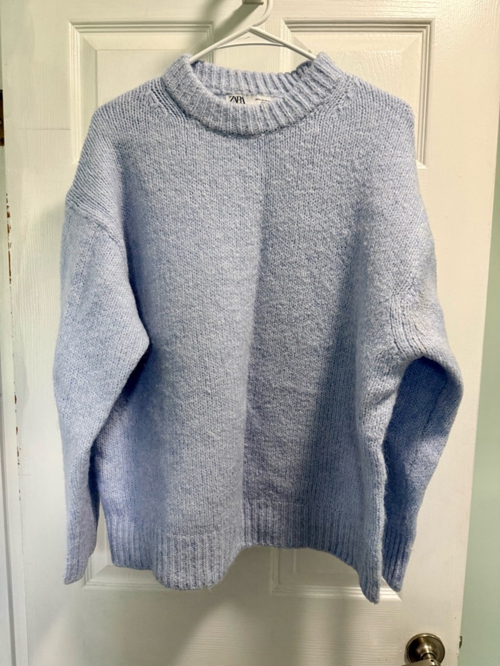 Zara Pastel Blue Oversized Crewneck Sweater